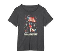 Flag Raising Toast T-Shirt, Women's Plus, Dark Heather Grey, 5X