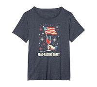 Flag Raising Toast T-Shirt, Women's Plus, Heather Blue, 2X