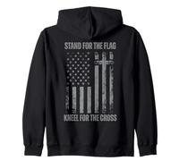 Flag Religious Quote Christian Faith Vintage Graphic Zip Hoodie