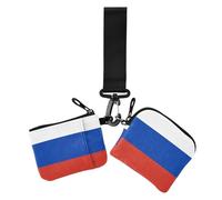 Flag Russia Women's Change Wallet Card Cases Slim Portable Identity Card Protector with Zipper Coin Pocket for Lady 2 Packs, Flag Russia, One Size, Casual