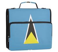 Flag Saint Lucia 1.5-Inch 3-Rings Binder Organizer with Shoulder Strap & Handle Waterproof Document Organizer Suitable for Middle School