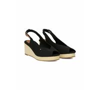 TOMMY HILFIGER Women’s Flag Wedge Slingback Espadrilles with Adjustable Straps, Black (Black), 6