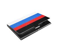 Flag Slovene Nation Slim slim business card holder with Leather and Stainless Steel credit card storage for Women or Men