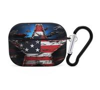 Flag Stars AirPod Pro Case, Anti Scratch Hard PC Cover with Keychain, AirPod Pro 2nd/1st Case Accessories for Women Men, Black-Style