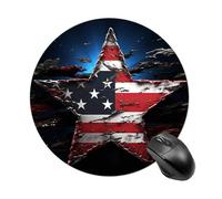 Flag Stars Round Mouse Pad 7.8 Inch, Portable Gaming Mouse Mat with Non-Slip Rubber Base & Smooth Surface, Waterproof Mousepad for PC, Laptop, Computer, Office, Home