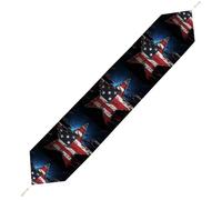Flag Stars Table Runner for Dining Table, Short Plush Runners Washable & Durable Tablerunner Modern Home Decor for Wedding, Kitchen, Holiday 178*33cm
