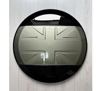 Flag Style Spare Tire Cover fits for Land Rover Defender 110 90 130 2020-2026 ABS Spare Tyre Wheel Cover Protector (Pangea Green+Glossy Black)