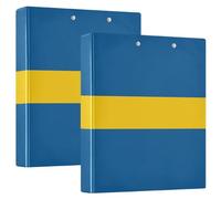 Flag Sweden 1.5" Binders Three Ringing with Pockets Pack of 1/2 Office Binder Supplies 200 Sheets