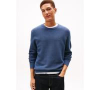 Flag Textured Crew Neck Jumper Sea Blue