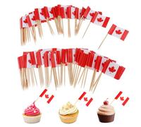 Flag Toothpicks 100PCS Mini Canada Flags On Sticks Food Flags Toothpick Cupcake Toppers Mini Cocktail Stick Flag Decor for Independence Day Party Bar
