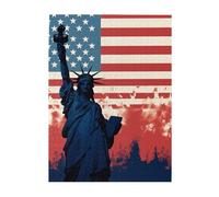 Flag with Silhouette of Lady Liberty Puzzles 500 Pieces Personalized Jigsaw Puzzles Wooden Photo Puzzle for Adults Family Picture Puzzle Gifts for Wedding Birthday Valentine's Day Gifts 15" x 20.4"