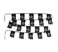 Flaglink Dead Man's Chest Flag Set Of 20 Flags - Length 30 Feet - Skull Bones Jolly Roger Crossbone Creepy Ragged Pirate Flag String