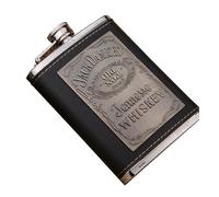 Flagon 304 Stainless Steel Leather Hip Flask, 8 Oz Wine Jug Whiskey Wine Pot Men Outdoor Travel Flagon-Black