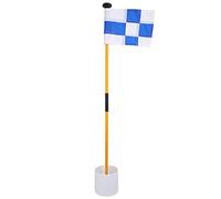 Flagpole Set, 32.3in Golf Putting Green Flagpole with Blue White Grid Flag Removable Practice Target with Hole Cup for Indoor Outdoor Golf Training