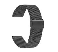 FLAGPVPAGT 0.6mm 1.0mm Mesh Watchband 18mm 20mm 22mm 24mm Stainless Steel Bracelet 3mm Thick Strap Heavy Wristband(1.0mm-Black,18mm)