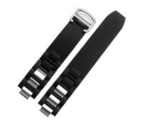 FLAGPVPAGT 20 * 10mm Fit For Raised Mouth Silicone Watch Strap Black And White Watrproof Chain(Black silver)