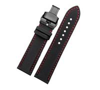 FLAGPVPAGT 20mm 21mm 22m Fit For Sports Canvas Fabric Watchband Men Nylon Leather Watch Blue Orange Wristband(Black red Black B,21mm)