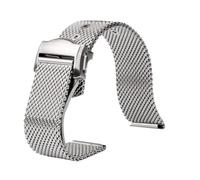FLAGPVPAGT 20mm Mesh Stainless Steel Watch Strap Folding Butterfly Buckle Metal Band Man Bracelet