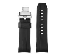 FLAGPVPAGT 21mm 22mmCurved End Rubber Watchband Fit For 1853 Starfish Diving T120 Silicone Strap T120417A Wrist Bracelet Male Black Blue(Black silver,21mm)