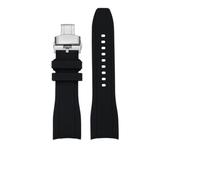 FLAGPVPAGT 21MM Curved End Silicone Rubber Watch Strap Fit For L3 Sport Wristband Universal(Black silver,20mm)