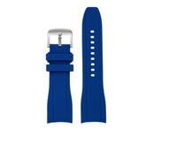 FLAGPVPAGT 21MM Curved End Silicone Rubber Watch Strap Fit For L3 Sport Wristband Universal(Blue silver pin,22mm)