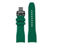 FLAGPVPAGT 21MM Curved End Silicone Rubber Watch Strap Fit For L3 Sport Wristband Universal(Green black,24mm)