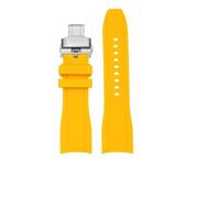 FLAGPVPAGT 21MM Curved End Silicone Rubber Watch Strap Fit For L3 Sport Wristband Universal(Yellow silver,24mm)