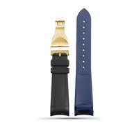FLAGPVPAGT 22mm Rubber Silione Watch Band Fit For Curved End Pin/Folding Buckle Black Red GreenWrist Strap(Silver Yellow)