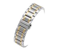 FLAGPVPAGT 6 Colors Flat Curved End Strap Fit For Watch Chain 18mm 19mm 20mm 22mm 23mm 24m Metal Stainless Steel Watchband Men Women(Silver Golden,19mm)