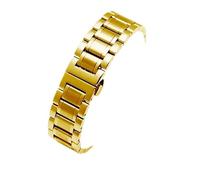FLAGPVPAGT 6 Colors Flat Curved End Strap Fit For Watch Chain 18mm 19mm 20mm 22mm 23mm 24m Metal Stainless Steel Watchband Men Women(Golden,21mm)