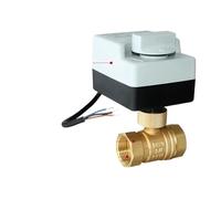 FLAGPVPAGT Brass Motorized Ball Valve 3-Wire Two Control Electric Actuator AC220V 3 Ways /2 Way DN15 DN20 DN25 DN32 DN40 with Manual Switch(DN40,12V_3WAYS)