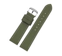 FLAGPVPAGT Canvas Leather Bottom Watch Band Replacement Fit For Seiko Nylon Strap For Accessories 18mm 20mm 21mm 23mm(Green silver buckle,24mm)