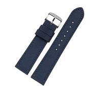 FLAGPVPAGT Canvas Leather Bottom Watch Band Replacement Fit For Seiko Nylon Strap For Accessories 18mm 20mm 21mm 23mm(Blue silver buckle,18mm)