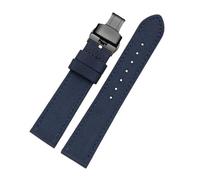 FLAGPVPAGT Canvas Leather Bottom Watch Band Replacement Fit For Seiko Nylon Strap For Accessories 18mm 20mm 21mm 23mm(Blue black,22mm)