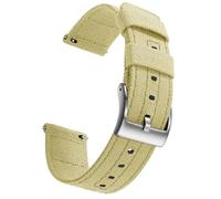 FLAGPVPAGT Canvas Quick Release Watch Band 20mm 22mm Replacement Straps Fit For Men Women(Khaki Silver)