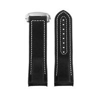 FLAGPVPAGT Curved End 20m 22mm Nylon Rubber Watchband Fit For Watch Silicone Men Accessories(Black white silver,22mm)