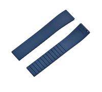 FLAGPVPAGT Fluororubber Watch Strap 18mm 19mm 20mm 22mm Butterfly Buckle Bands Fit For Cut To Size(Blue,18MM_SILVER BUCKLE)