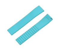 FLAGPVPAGT Fluororubber Watch Strap 18mm 19mm 20mm 22mm Butterfly Buckle Bands Fit For Cut To Size(Cyan,18MM_BLACK BUCKLE)