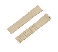 FLAGPVPAGT Fluororubber Watch Strap 18mm 19mm 20mm 22mm Butterfly Buckle Bands Fit For Cut To Size(Khaki,18MM_GOLD BUCKLE)