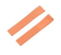 FLAGPVPAGT Fluororubber Watch Strap 18mm 19mm 20mm 22mm Butterfly Buckle Bands Fit For Cut To Size(Orange,22MM_SILVER BUCKLE)