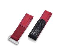 FLAGPVPAGT Hook And Loop Adhesive Watch Band Pale Blue Leather Nylon Strap 20mm Replacement Watchband(Red-Blue Line)