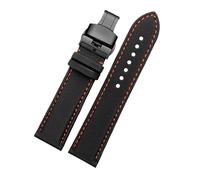 FLAGPVPAGT Quick Release Soft WatchBand Fit For 20mm 21mm 22mm 23mm 24mm Nylon Leather Watch Strap Diving Men Canvas Bracelet(Black Orange black F,20mm)