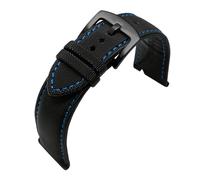 FLAGPVPAGT Quick Release Soft WatchBand Fit For 20mm 21mm 22mm 23mm 24mm Nylon Leather Watch Strap Diving Men Canvas Bracelet(Black Blue black pin,22mm)