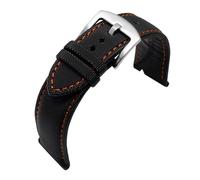 FLAGPVPAGT Quick Release Soft WatchBand Fit For 20mm 21mm 22mm 23mm 24mm Nylon Leather Watch Strap Diving Men Canvas Bracelet(Black Orange s pin,22mm)
