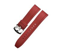 FLAGPVPAGT Rubber Watch Straps 20mm 22mm 24mm Waterproof Diving Men Watches Accessories(Red silver,20mm)