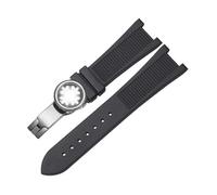 FLAGPVPAGT Silicone Rubber Watchband Fit For Series 5711 5712 5980 Waterproof Watch Strap Bracelet Men(Black-silver)