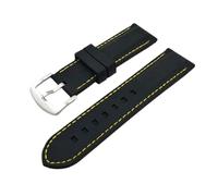 FLAGPVPAGT Silicone Strap 18mm 20mm 22mm 24mm 26mm Universal Sport Watch Band Replacement Accessories Wrist Fit For Men Women Bracelet(Black yellow,26mm)