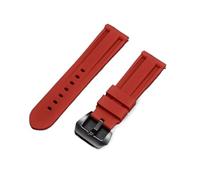 FLAGPVPAGT Silicone strap 22mm 24mm 26mm stainless steel buckle waterproof rubber replacement(Red-Black,24mm)