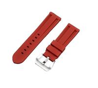 FLAGPVPAGT Silicone strap 22mm 24mm 26mm stainless steel buckle waterproof rubber replacement(Red-Silver,26mm)