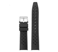 FLAGPVPAGT Silicone Watch Band 20mm Soft Rubber Strap Breathable Bracelet Fit For Fathoms 5008B Accessories(Black silver)